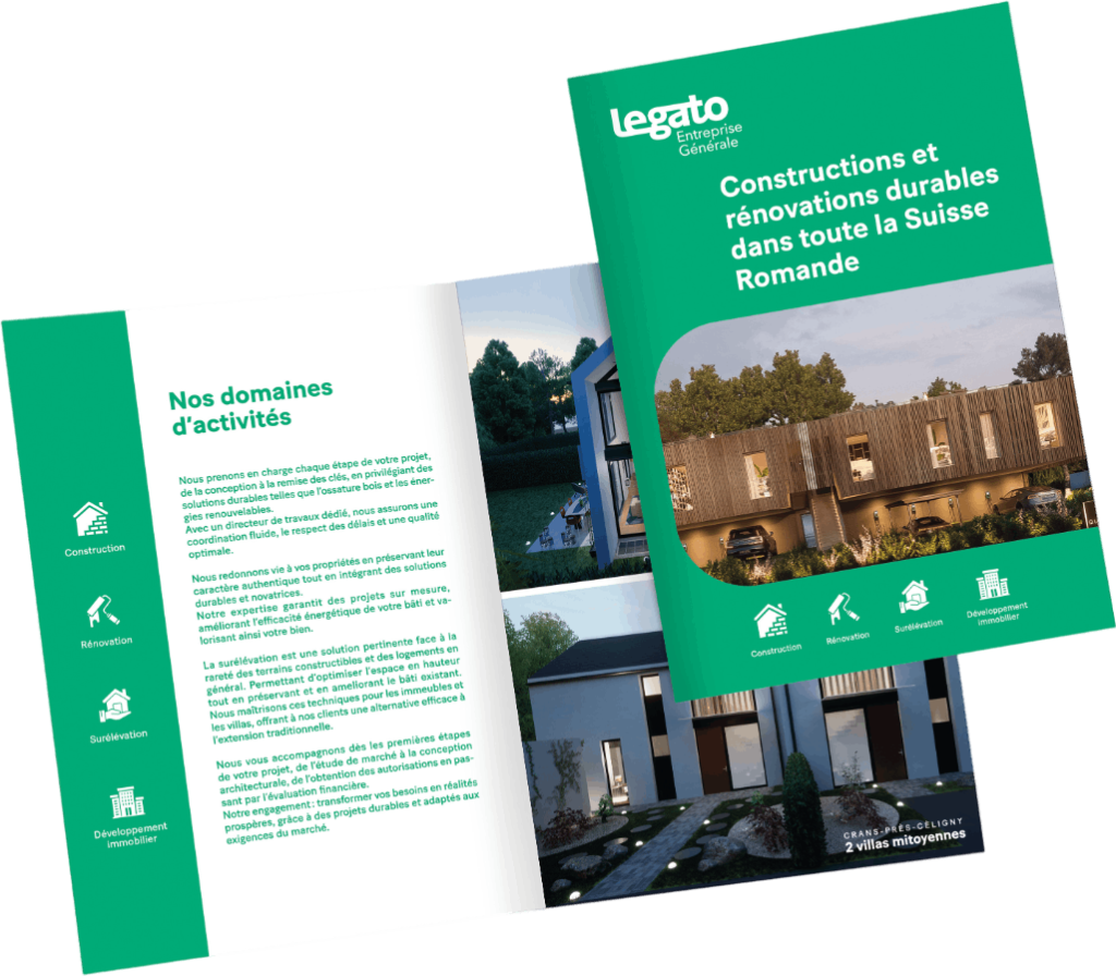 Brochure de présentation de LEGATO EG – entreprise générale de construction en Suisse romande